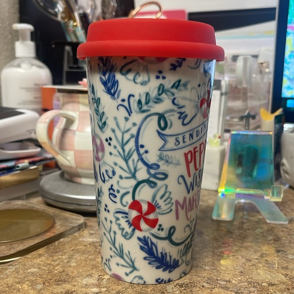 Anthropologie Peppermint & Marshmallow Travel Mug - Picture 7 of 11
